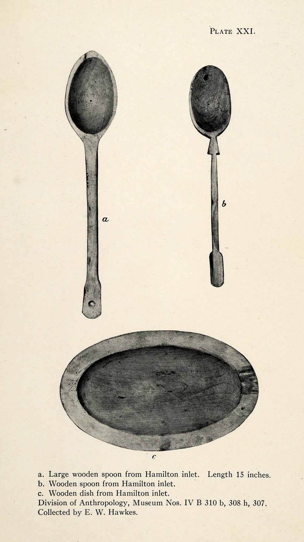 1916 Halftone Print Inuit Wooden Spoons Dish Labrador Eating Food Uten ...