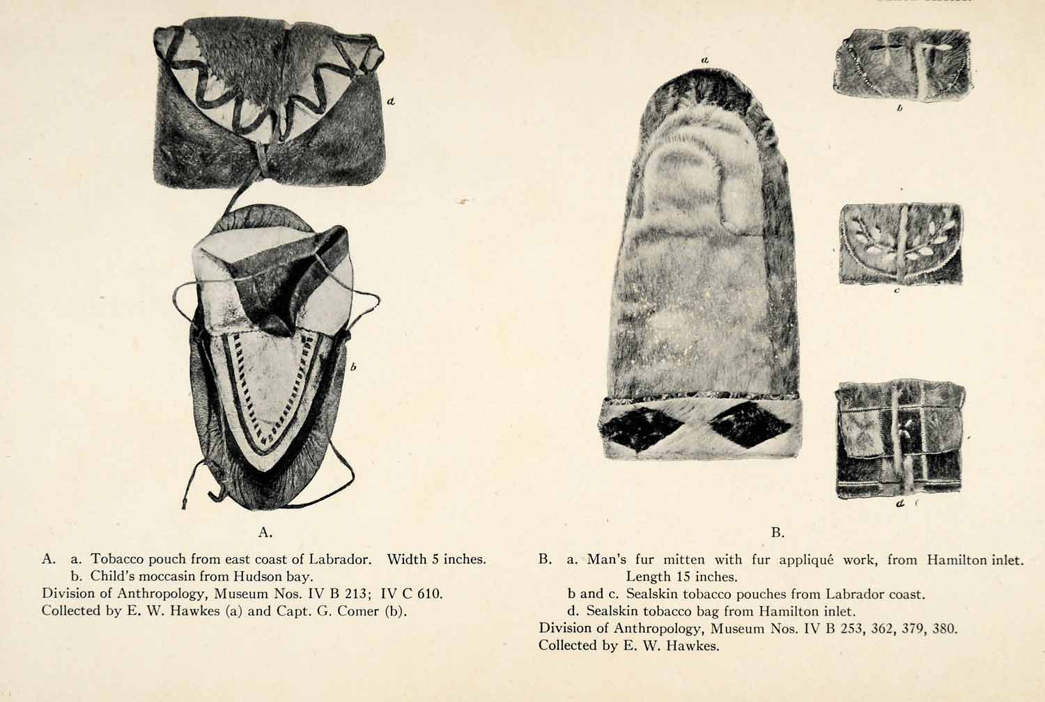 1916 Halftone Print Inuit Sealskin Tobacco Pouch Moccasin Mitten Cloth –  Period Paper Historic Art LLC