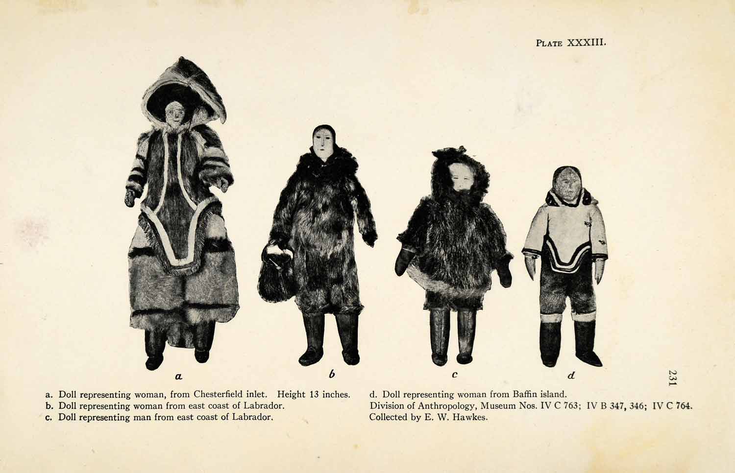 1916 Halftone Print Inuit Dolls Woman Chesterfield Inlet Labrador Baffin XGR6
