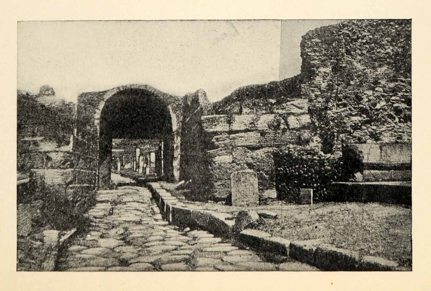 1939 Halftone Print Stabian Gate Via Di Stabia Pompeii Italy Roman Empire XGR9