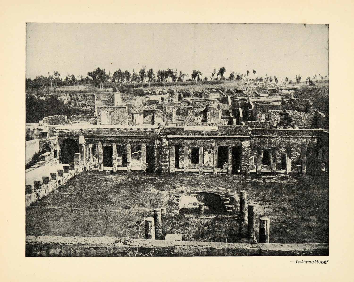 1939 Halftone Print Villa House Di Diomedes Estate Pompeii Garden XGR9