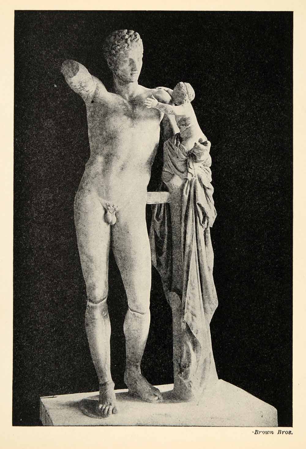 1939 Halftone Print Hermes Praxeteles Olympus Infant Dionysus Statue Morea XGR9