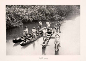 1920 Halftone Print Double Canoe Traditional Native French Polynesia XGRA1