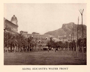 1929 Halftone Print Mediterranean Port Alicante Water Front Courtyard XGRA2