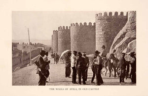 1929 Halftone Print Walls Avila Old Castle Castile Medieval Spain XGRA2