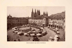 1929 Halftone Print Market Square Burgos Spain Cathedral Castile Medival XGRA2