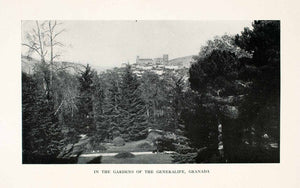 1925 Halftone Print Gardens Generalife Granada Spain Palace Summer XGRA3
