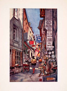 1905 Color Print Street Mont Saint Michel Monastery Architecture Nico XGRA7