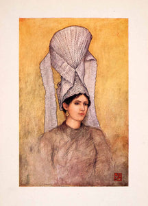 1905 Color Print Holiday Head Dress Portrait Woman Costume Fashion Nico XGRA7
