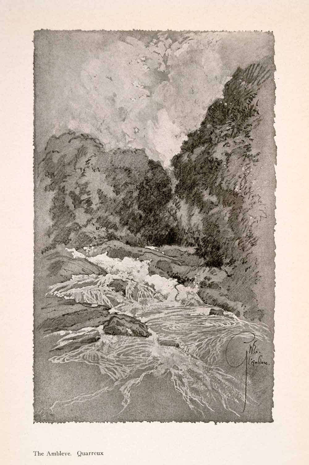 1914 Halftone Print River Ambleve Quarreux Belgium George Wharton Edwards XGRA9