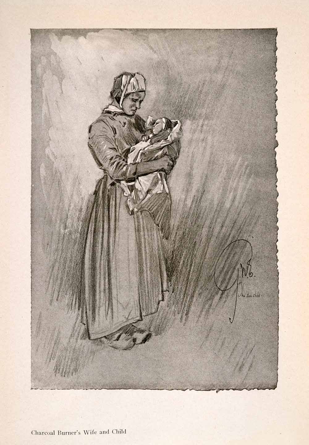 1914 Halftone Print Mother Child Baby Belgium Ardenne George Wharton XGRA9