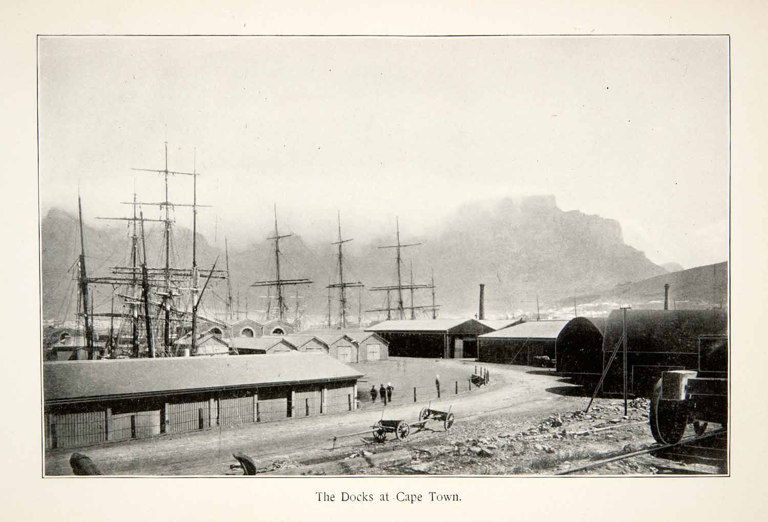 1899 Print Dock Cape Town South Africa Cityscape Port Harbor African Ship XGRB1
