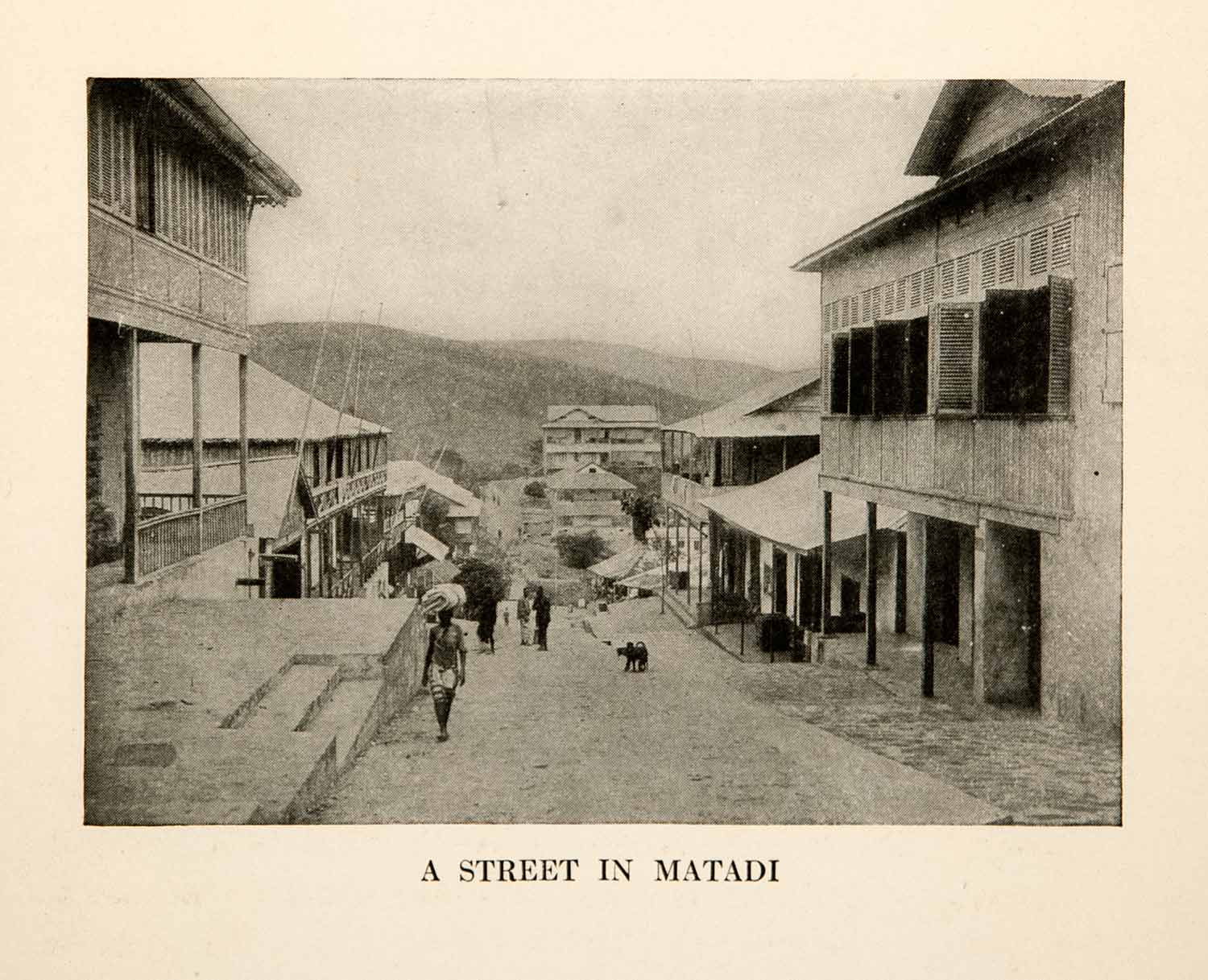 1921 Print Street Scene Cityscape Matadi Congo Africa Port Town Village XGRB2