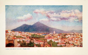 1921 Color Print Fitzgerald Art Naples Mount Vesuvius Volcano Italy XGRB4
