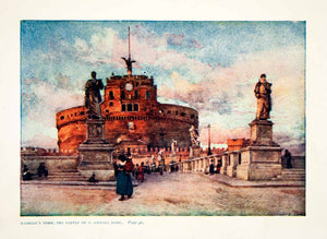1921 Color Print Alberto Pisa ArtHadrian Tomb S. Angelo Castle Rome Italy XGRB4