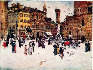 1921 Color Print Robert Charles Goff Art Piazza Della Signoria Vecchio XGRB4
