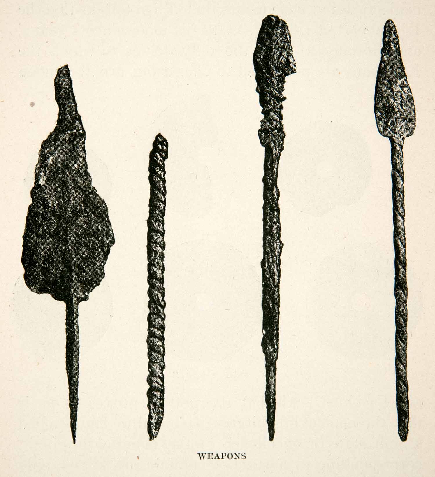 1896 Print Bronze Iron Weapons Shona Mashonaland Zimbabwe Africa Artifact XGRB7