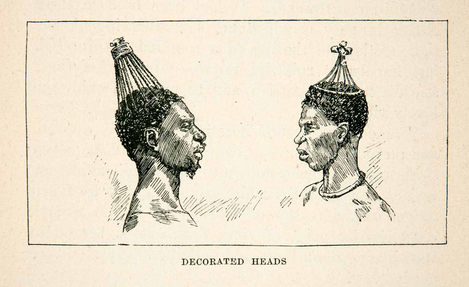 1896 Wood Engraving Shona Decorated Head Hat Mashonaland Zimbabwe Africa XGRB7