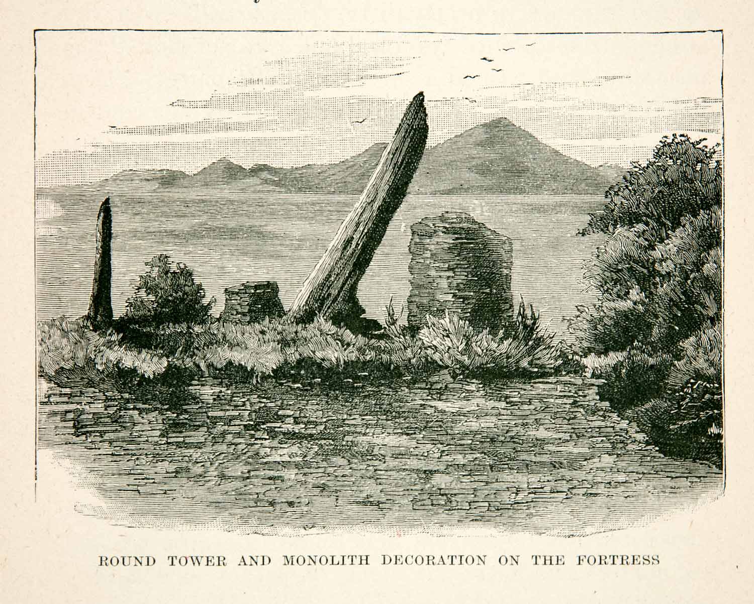 1896 Wood Engraving Tower Monolith Fortress Mashonaland Zimbabwe Africa XGRB7