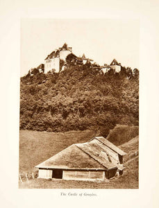 1929 Photogravure Gruyeres Switzerland Castle Fribourg Alps Village XGRB8