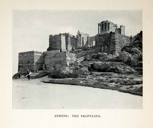1928 Print Propylaea Athens Greece Hellas Acropolis Temple Athena Nike XGRB9