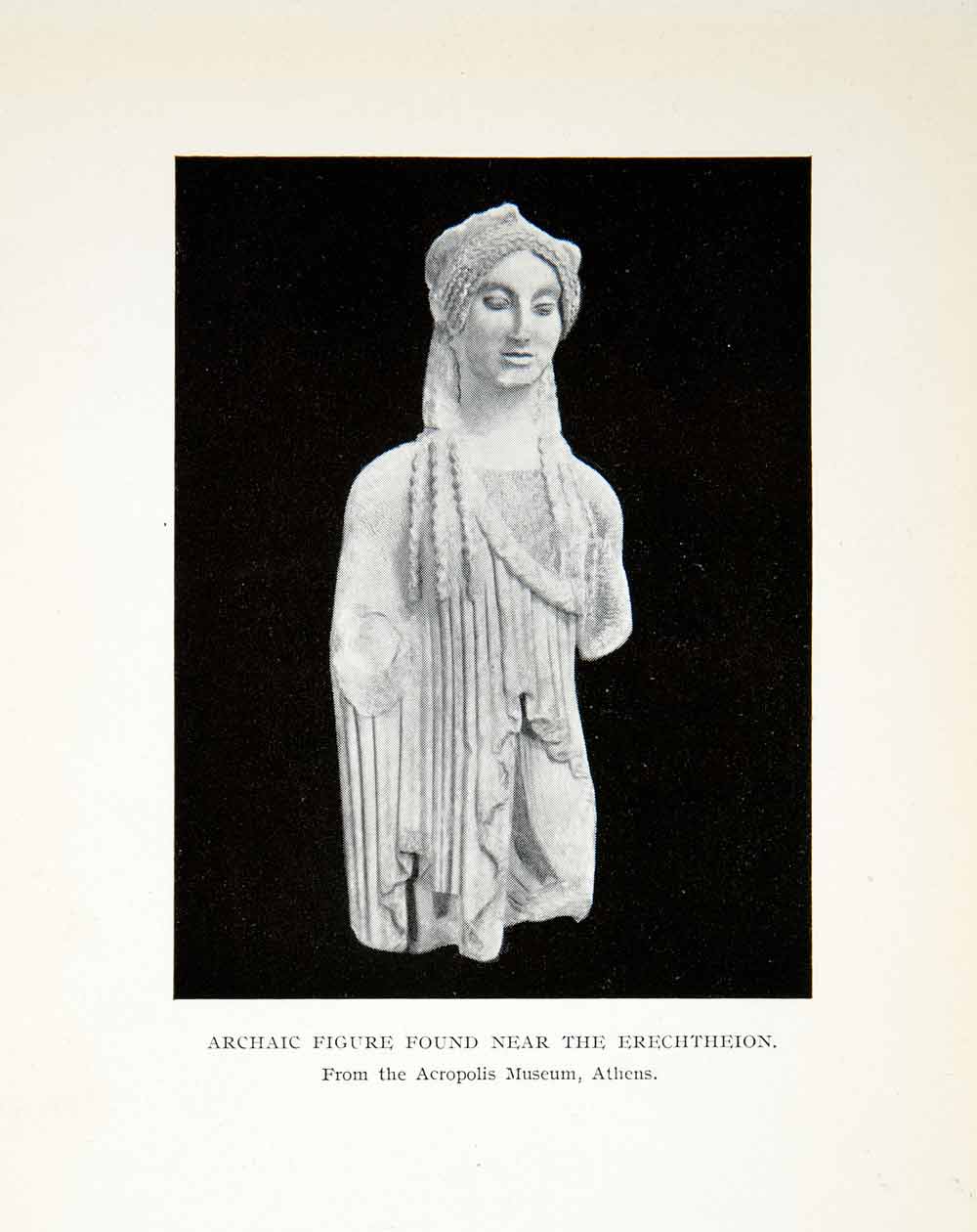 1928 Print Statue Archaic Figure Erechtheion Acropolis Athens Greece Greek XGRB9