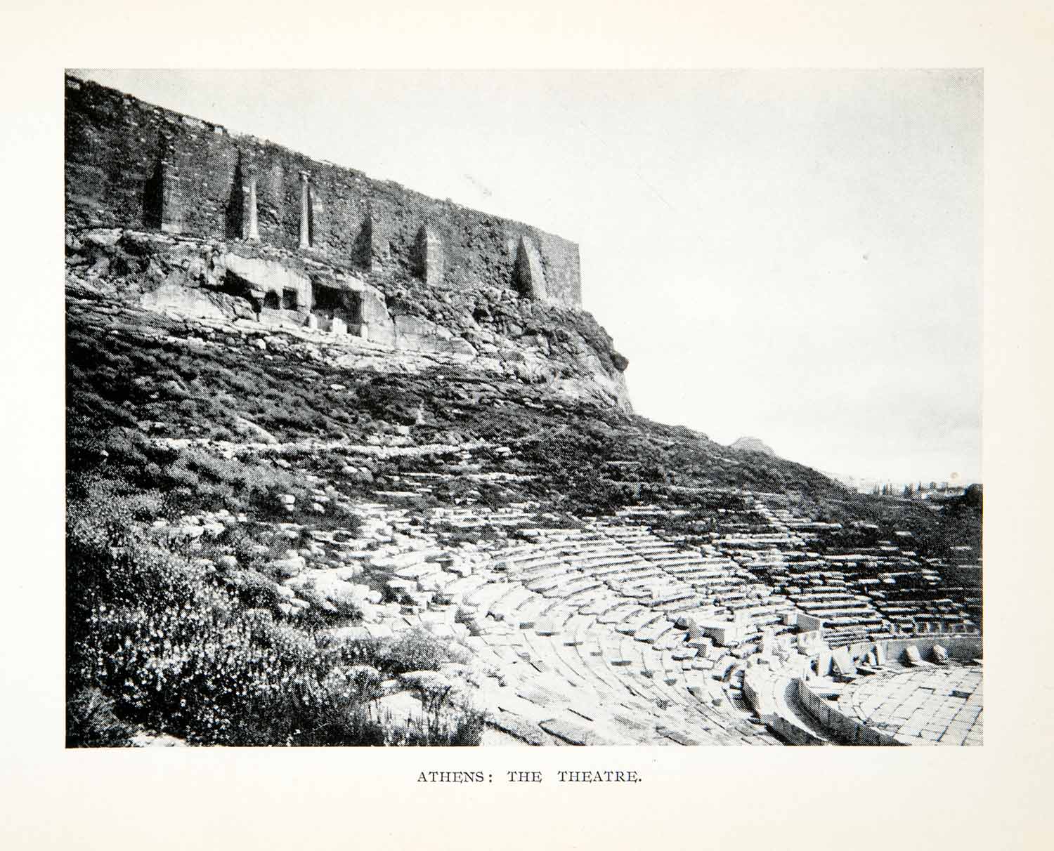 1928 Print Open Air Theater Dionysus Eleuthereus Acropolis Athens Greece XGRB9