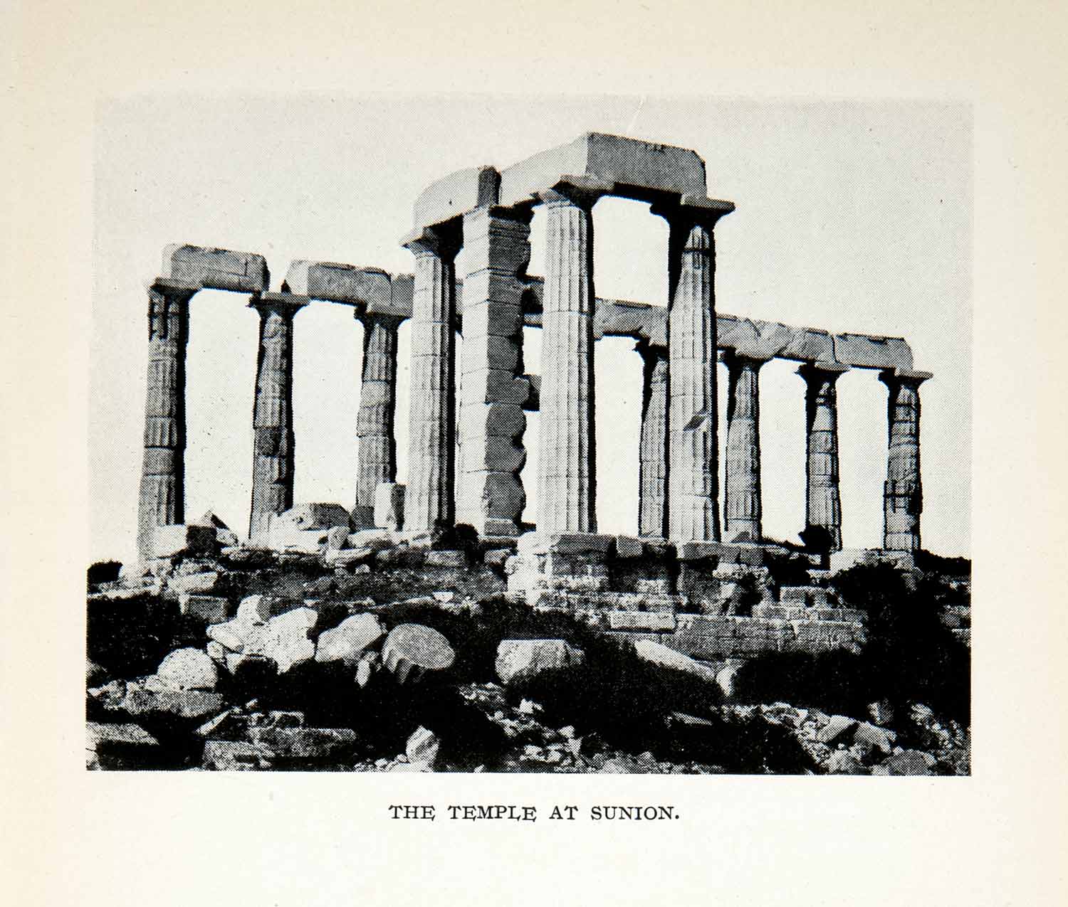 1928 Print Poseidon Temple Cape Sounion Greece Attica Peninsula Colonnade XGRB9