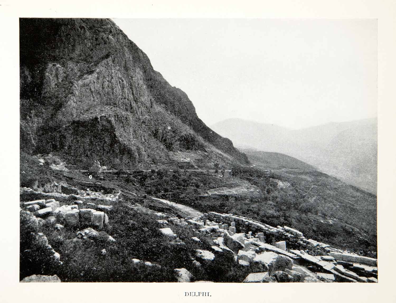 1928 Print Delphi Greece Mount Parnassus Oracle Apollo Valley Phocis XGRB9