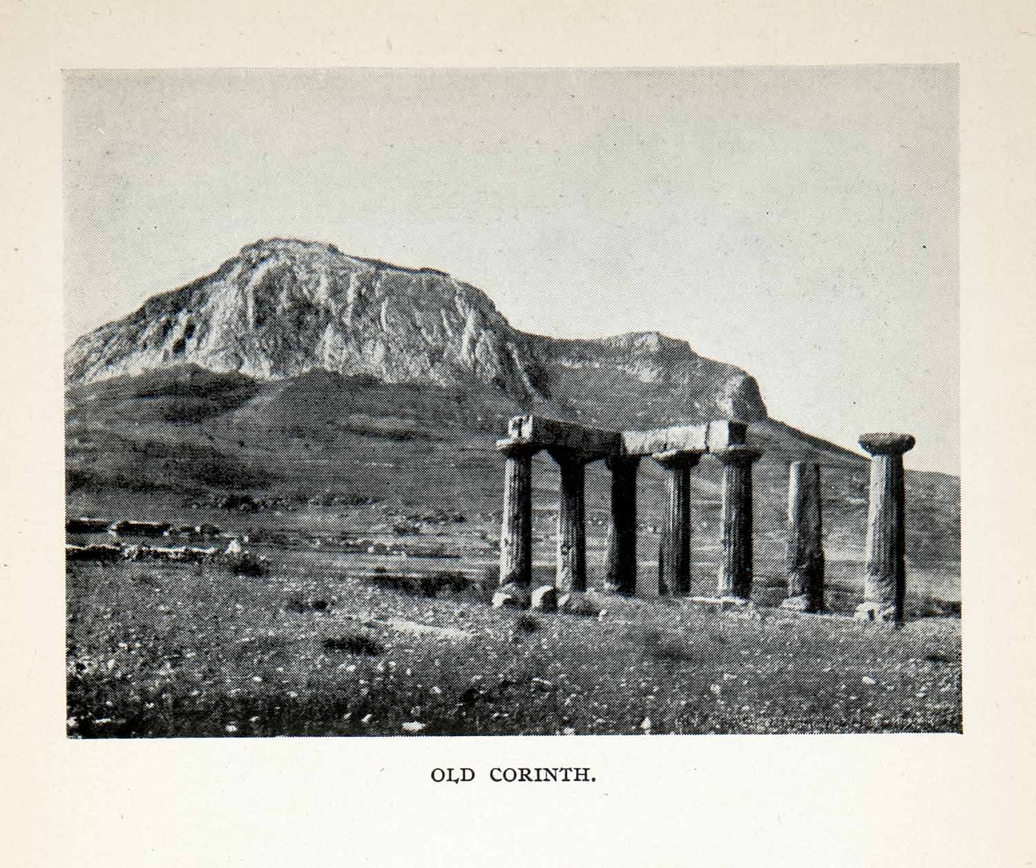 1928 Print Temple Apollo Corinth Acrocorinthus Mountain Colonnade Columns XGRB9