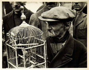 1954 Rotogravure Bird Market City Square Paris France Cage Barter Roth XGRC1