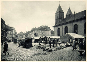 1937 Rotogravure Sarrebourg France Street Cityscape Market Bazaar Historic XGRC2