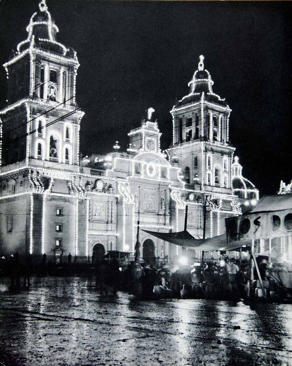 1945 Print Mexico City Metropolitan Catholic Cathedral Independence Day XGRC3