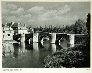1953 Rotogravure St Savin Sur Gartempe Martin Hurlimann Bridge Vienne XGRC5