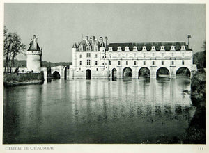 1953 Rotogravure Chateau de Chenonceau Loire Valley France River Cher XGRC5