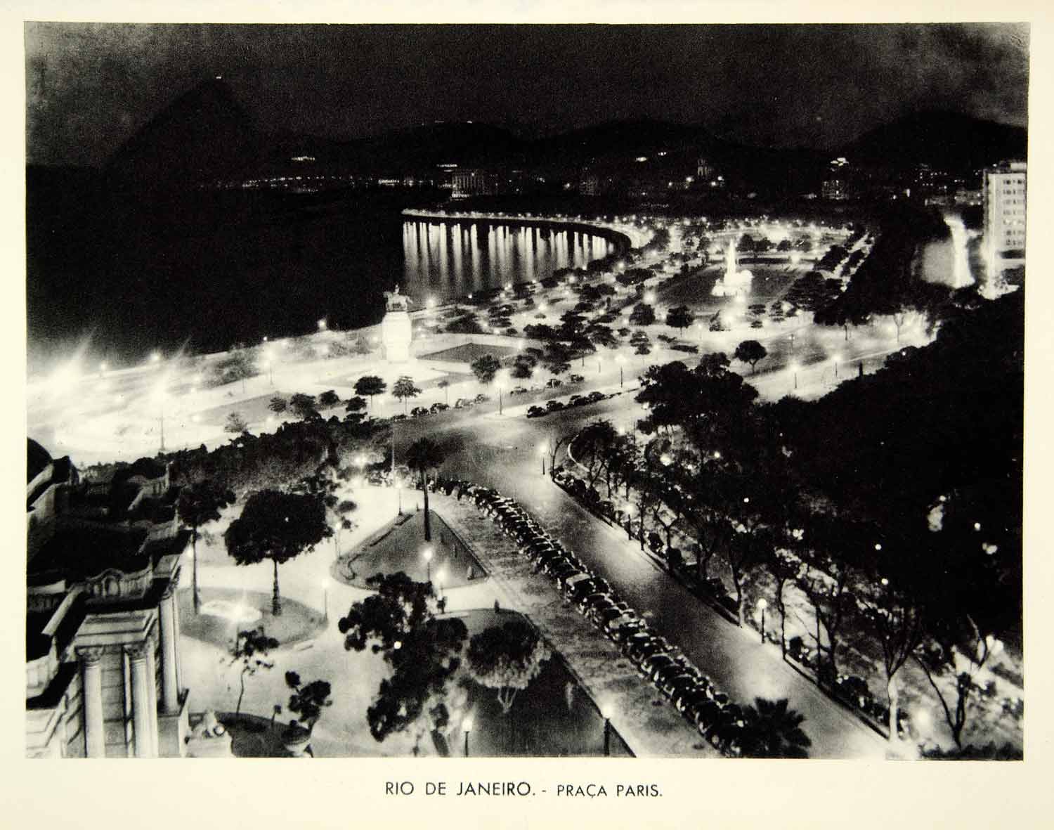 1939 Rotogravure Praca Paris Rio de Janeiro Brazil Avenue Night Aerial XGRC6
