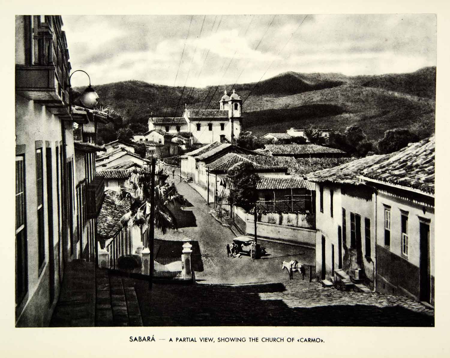 1939 Rotogravure Cityscape Sabara Church Carmo Minas Gerais Brazil XGRC6