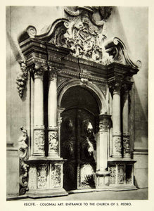 1939 Rotogravure Colonial Entrance Facade Church St Pedro Cathedral San XGRC6