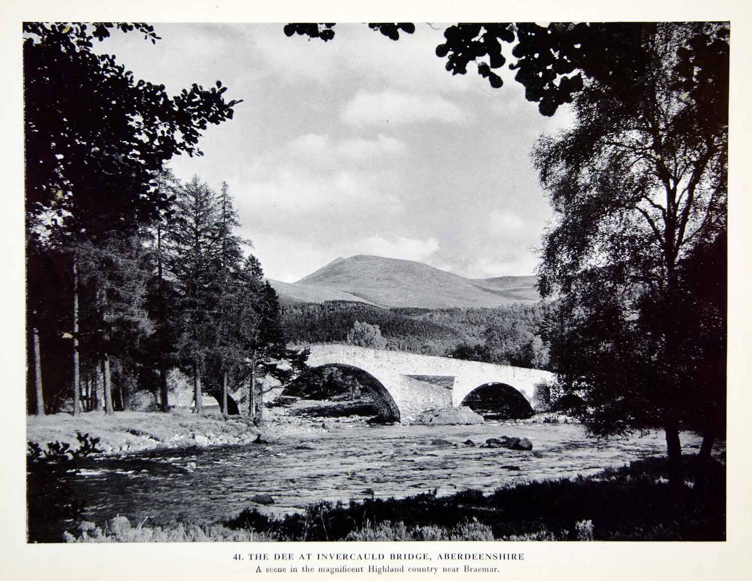 1952 Print Dee Invercauld Bridge Aberdeenshire Highland Braemar XGRC7