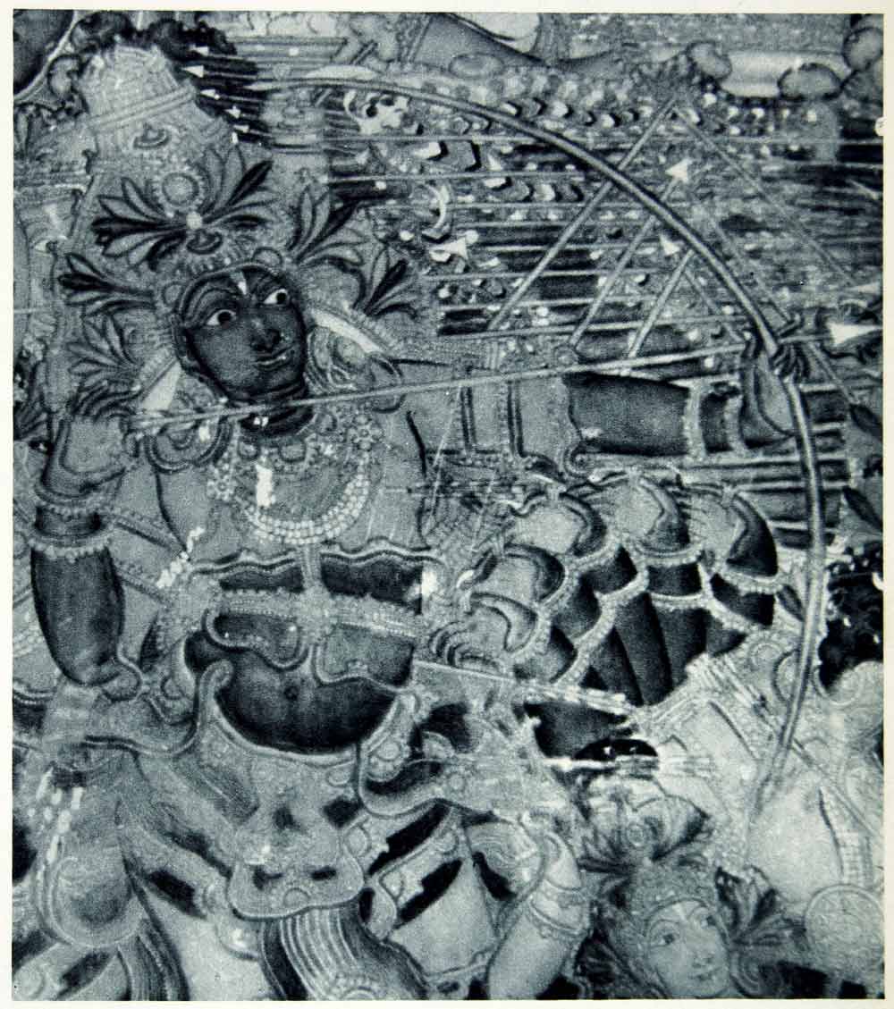1955 Rotogravure Hinduism Ramayana Ravana Bow Arrow Mattancheri Mural XGRC8