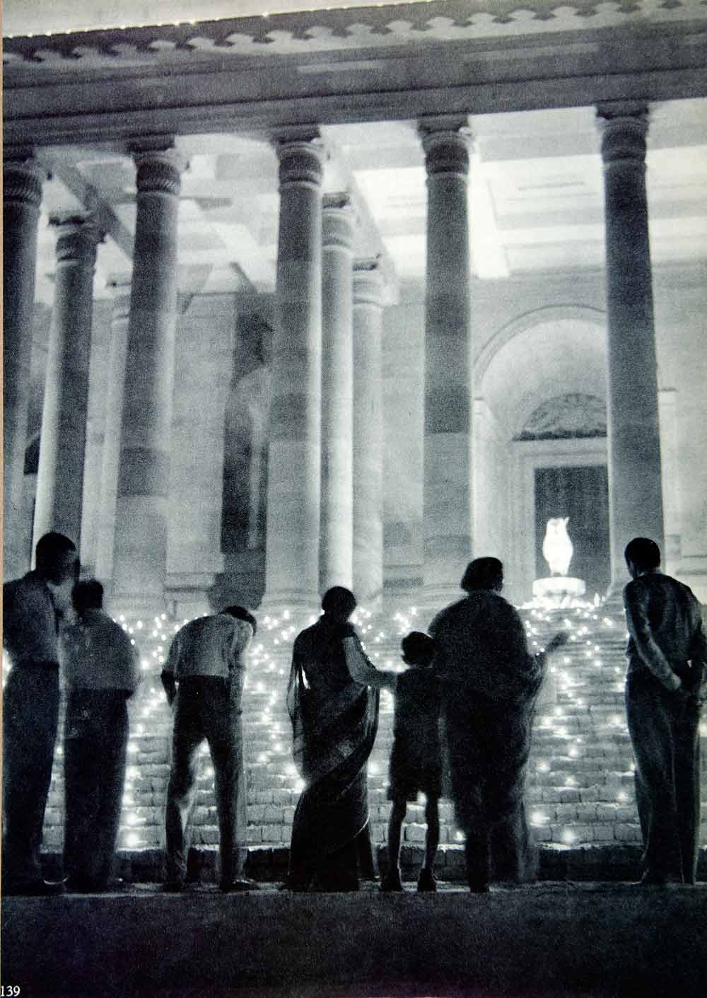 1955 Rotogravure Rashtrapati Bhavan Diwali Hinduism Delhi India Lamp XGRC8