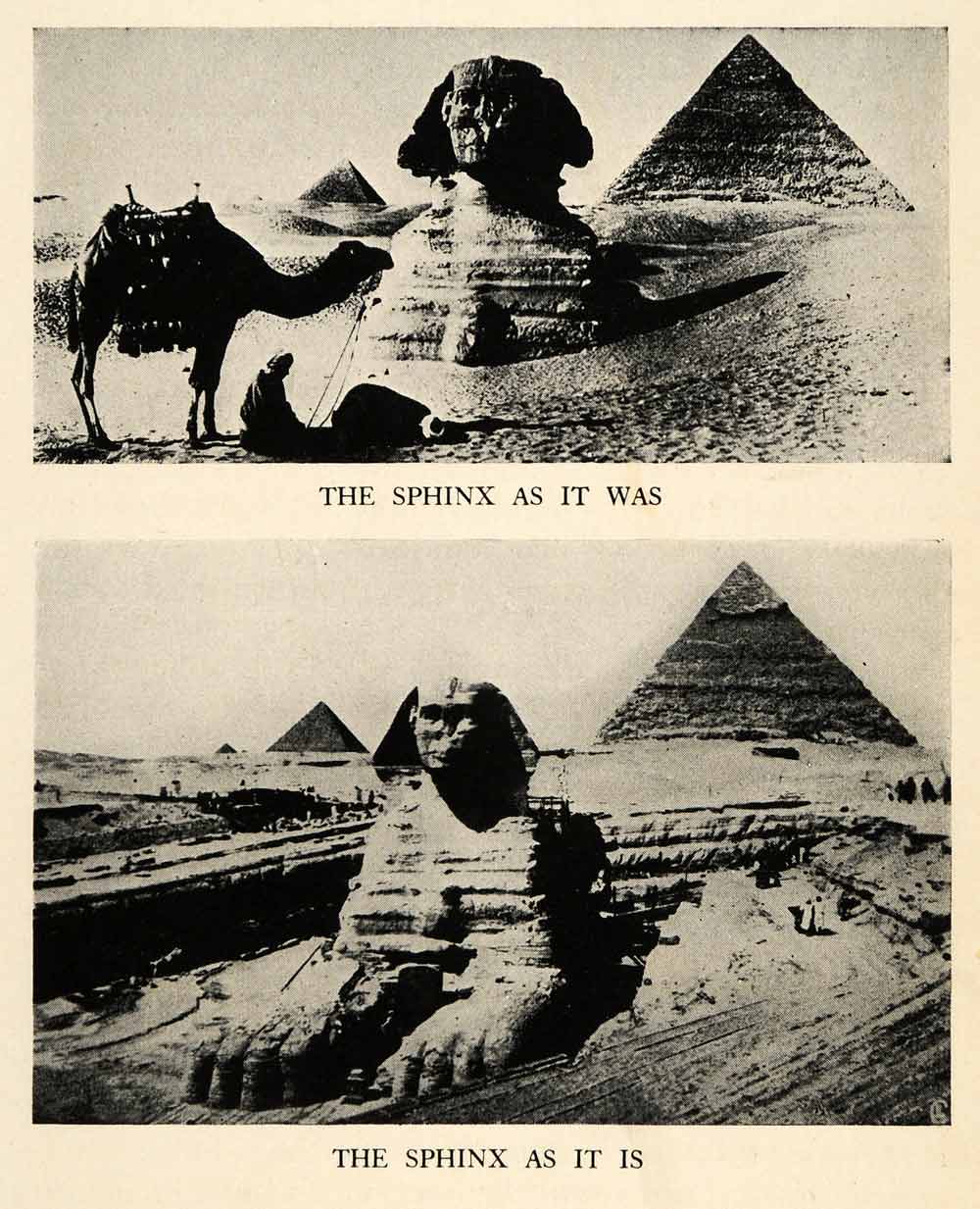 1929 Halftone Print Sphinx Pyramid Kafre Monument Sculpture Monolith Giza XGS1