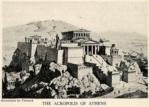 1929 Halftone Print Acropolis Citadel Monument Athens Greece Ruins XGS1