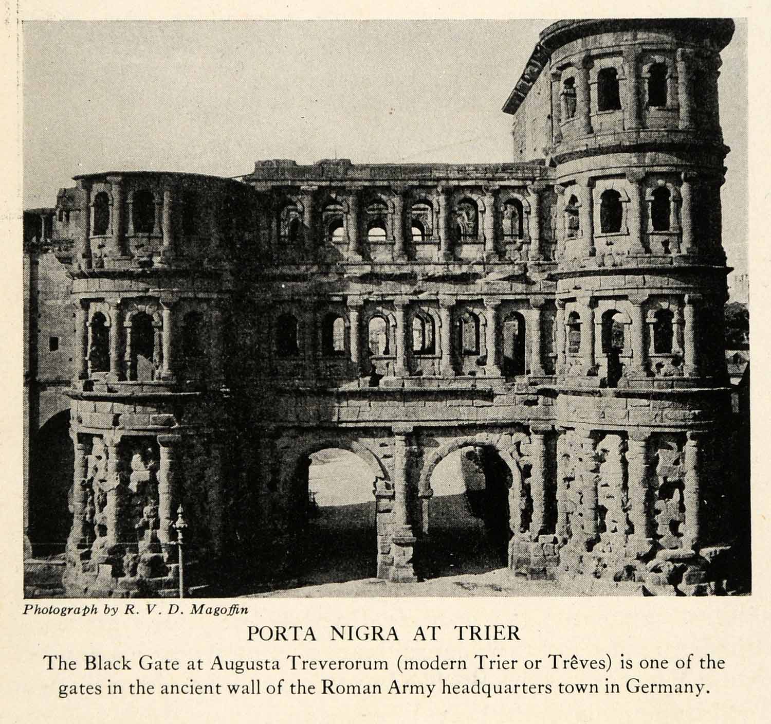 1929 Halftone Print Black Gate Augusta Treverorum Army Headquarter Trier XGS1