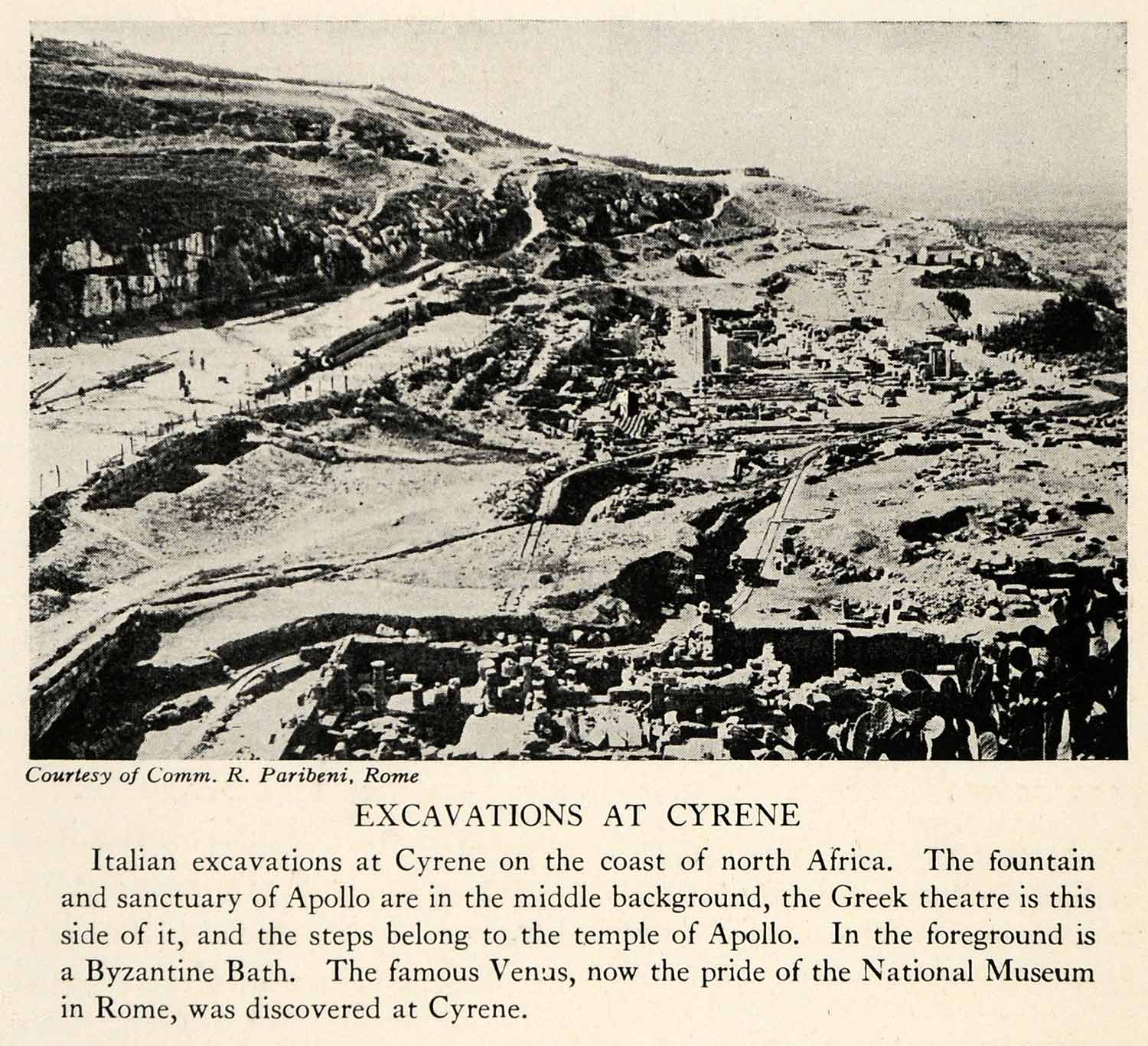 1929 Halftone Print Ruins Sanctuary Temple Apollo Theatre Venus Cyrene XGS1
