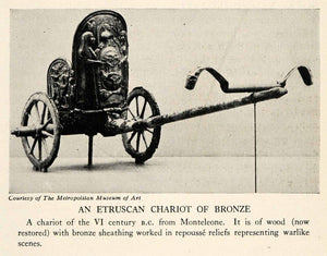 1929 Halftone Print Bronze Etruscan Chariot Monteleone di Spoleto Burial XGS1