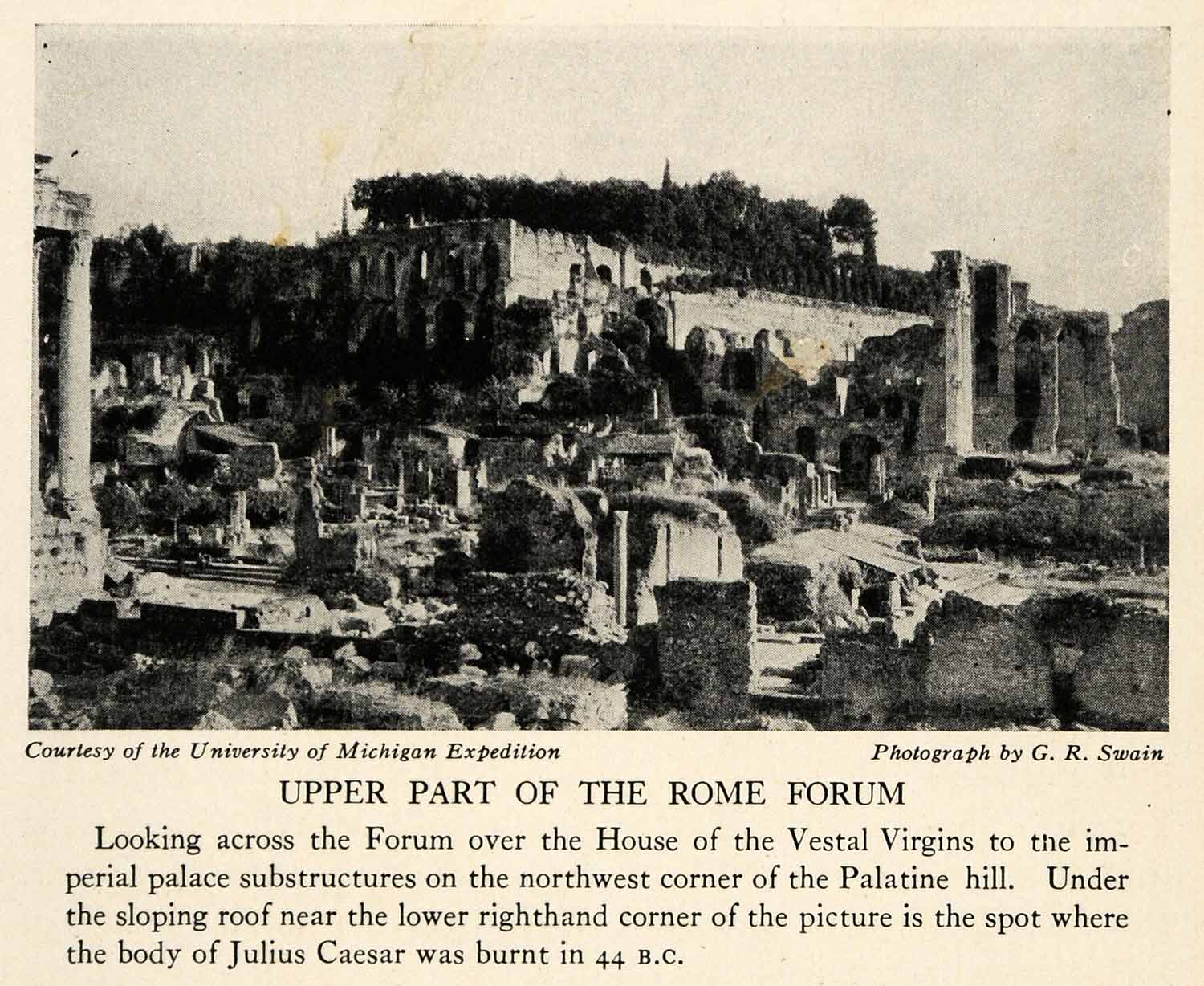 1929 Halftone Print Forum Palace Palatine Hill Ruins Rome Italy Archaeology XGS1