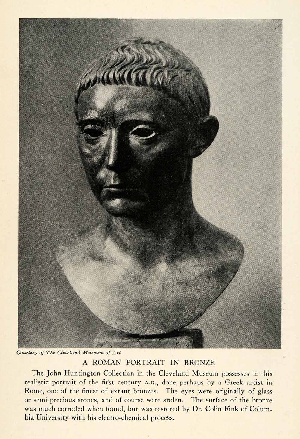 1929 Halftone Print Sculpture Portrait Busts Bronze Funeral Rome Italy XGS1