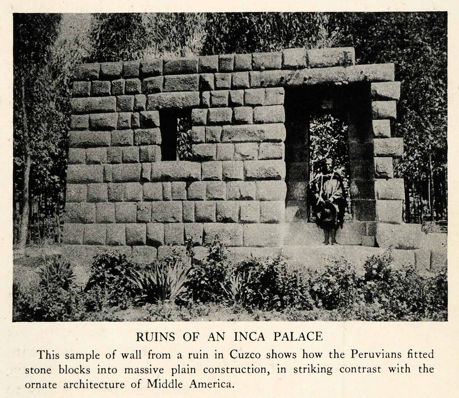 1929 Halftone Print Inca Palace Peruvians Architecture Cuzco Mexico XGS1