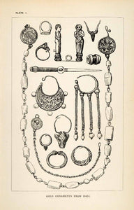 1878 Wood Engraving Cyprus Ornament Jewelry Ring Artifact Dali Ethnic XGS3